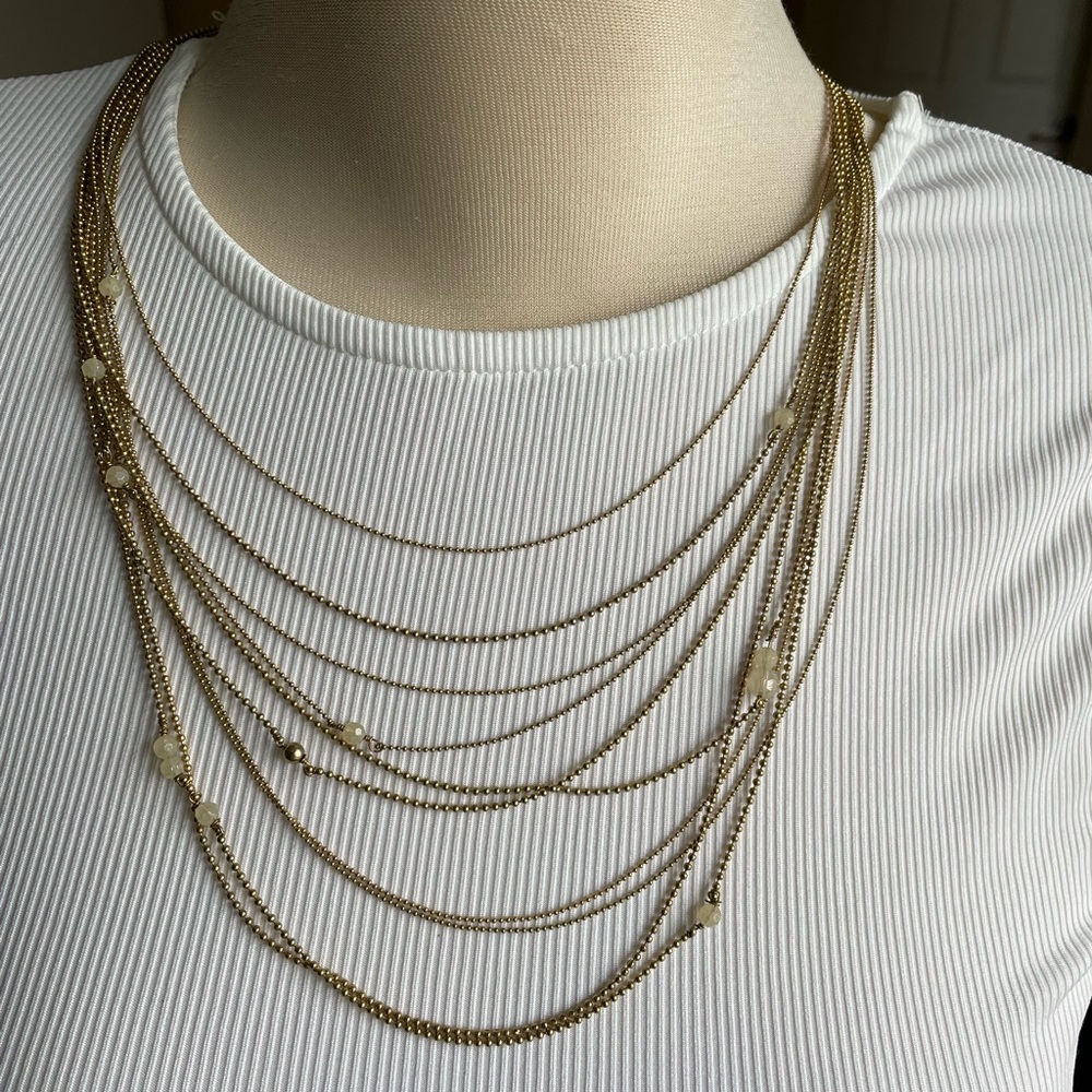 Elegant Gold Tone Layered Banana Republic Necklace